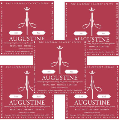 Augustine Guitar Strings 5-Packs Classical Regal Red Medium Tension 531A