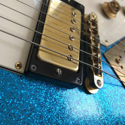 1992 Matteson Korina 58 Style Flying V electric guitar rare BLUE SPARKLE FINISH image 12