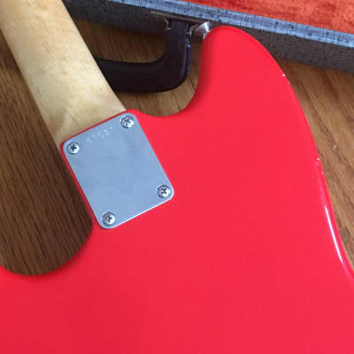 Vintage Fender Musicmaster 1960 Fiesta Red Nitro Lacquer 22.5” Short Scale Solid Body Guitar Relic 6.4 lb HSC image 18
