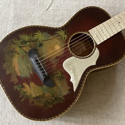 1930’s Stromberg Voisinet Hawaiian Themed Parlor Guitar Pearloid Fretboard USA Clean for sale