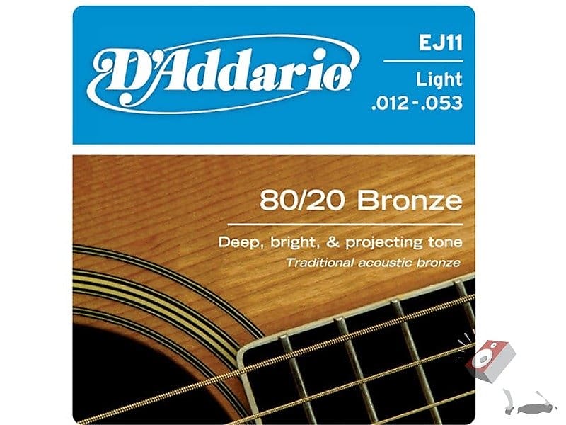 D'Addario EJ11 80/20 Bronze Light Acoustic Guitar Strings (12-53) image 1