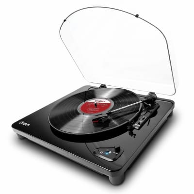 ION Audio Air LP Vinyl Record Player, Bluetooth Turntable with USB Output,  Three Playback Speeds, Black Finish