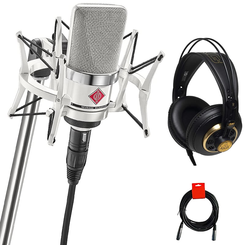 Neumann TLM 102 W Large-Diaphragm Cardioid Condenser Microphone Studio Set  (White) Bundle with AKG K240 Studio Pro Headphone and XLR-XLR Cable