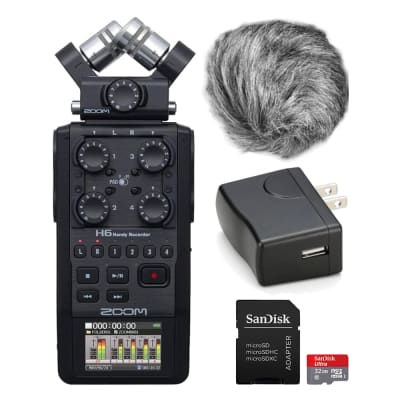 Zoom H6 All Black Handy Recorder with Zoom ECM-3 9.8' Extension Cable with  Accessories 