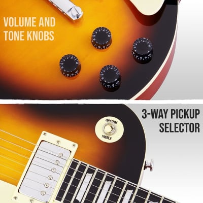LyxPro 39” SB Series Electric Guitar, 2-Pack of Picks,3-Way
