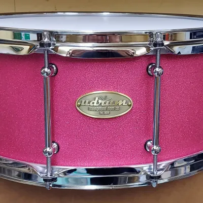 Udrum 6.5x14" Cherry Wood  Snare 2021 Textured Pink Sparkle image 1