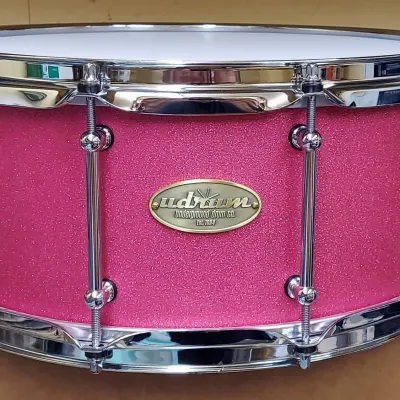 Udrum 6.5x14" Cherry Wood Snare 2021 Textured Pink Sparkle image 1