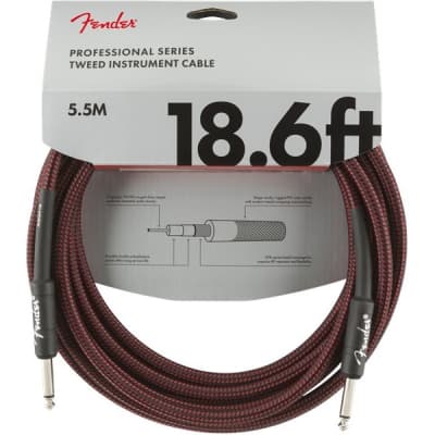 Fender Professional Instrument Cable, 5.7m/18.6ft, Red Tweed for sale