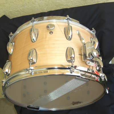 Slingerland 14x8 snare drum 20 lugs, Stick saver hoops 80s/90s - Natural Maple Gloss image 8
