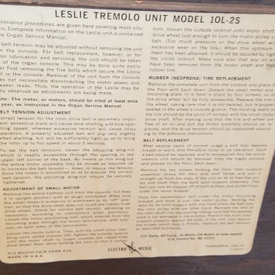 Leslie 10L-2S Complete Tremolo Rotating Speaker Unit Jensen 1963 Black image 2
