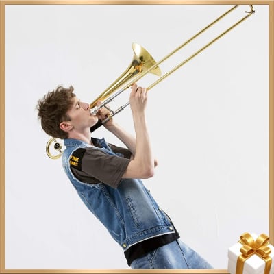 Eastar Bb Tenor Slide Trombone for Beginners Students, B Flat Brass Plated Trombone Instrument image 7
