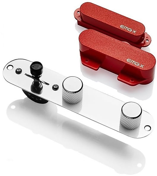 Emg Tx System Red 2 Active Solderless Telecaster Pickup Set ( 