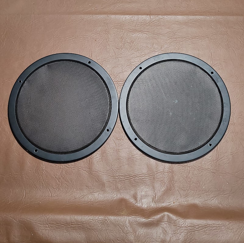 Pair of Radio Shack Metal Speaker Grills 1990s Black Reverb