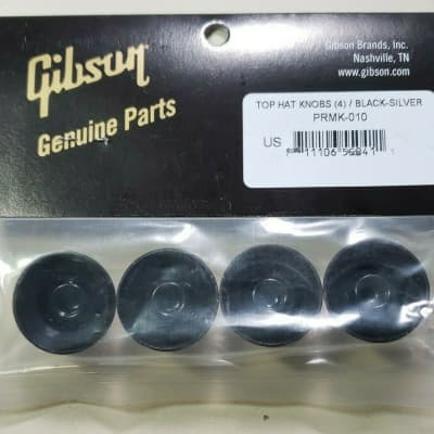 GIBSON Les Paul Knobs Black Bell Silver Insert Top Hat Set Genuine PRMK-010 image 2