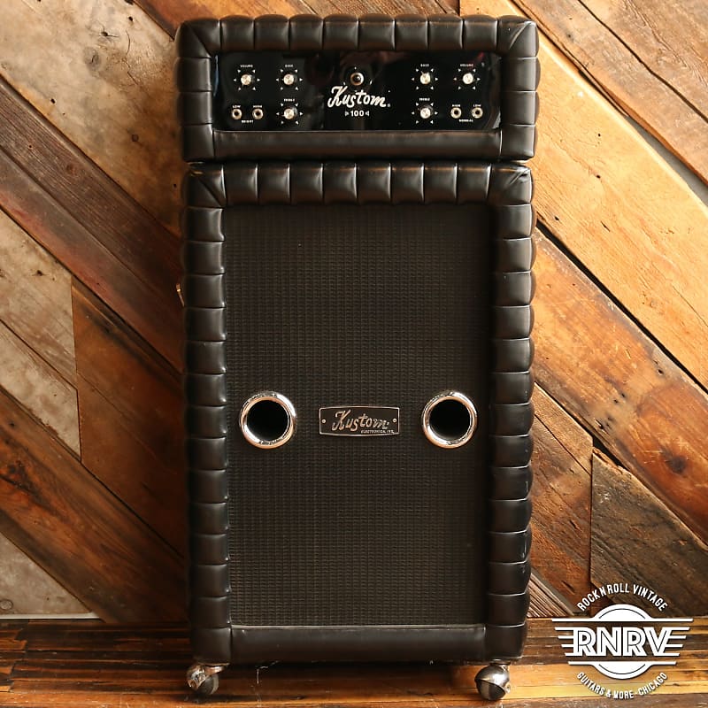 1960s Kustom 100 Amp (Model K-100-1) w/ Matching 2x12 Speaker Cabinet Tuck  & Roll Black