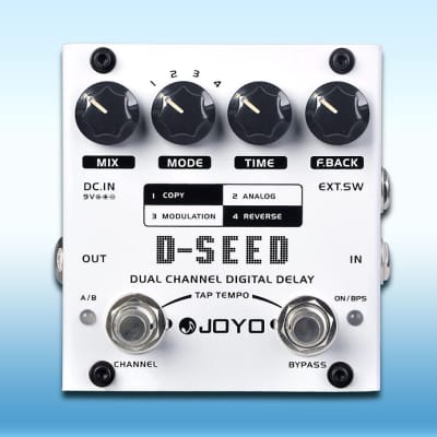JOYO D-Seed Dual Chanel Delay Analog Digital Reverse TAP Tempo 4 Modes & Rowin Tuner Free US Ship image 5