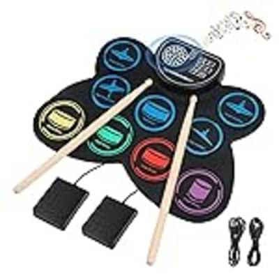 Portable Electronic Drum Set - ammoon Digital Roll-Up Touch Sensitive  Practice Drum Kit 9 Drum Pads 2 Foot Pedals for Kids Children Beginners (No  Speakers)