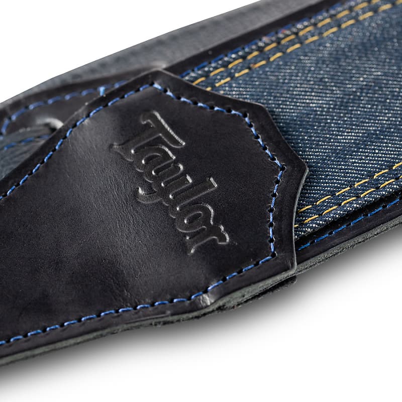 Taylor Blue Denim Strap, Navy Leather Edges, 2.5