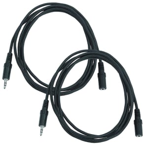 Seismic Audio SA-iMF6-2PACK 1/8" TRS Male to Female Extender Patch Cables - 6' (Pair)