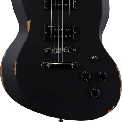 ESP LTD Volsung Lars Fredriksen Electric Guitar - Distressed Black Satin image 3