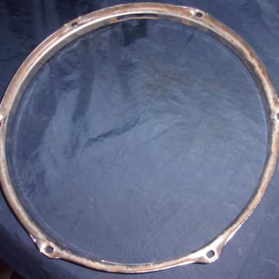 One Rare Drum 13" Very Rusty Chrome 6 Lug Hole Rims Hoops Bottom Snare Side image 7