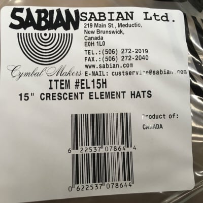 Sabian Crescent Element 15" Hi Hat Cymbals/Model # EL15H/New image 8