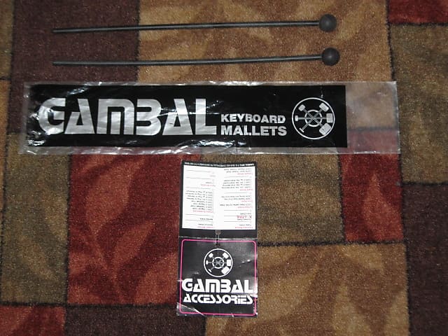new old stock Gambal Manufacturing GPMR (UG13GPMRX) Percussive Keyboard Mallets (for xylophones and glockenspiels) Black Hard Rubber Ball Heads with Black Synthetic Shafts (with original packaging) from 1990s to early 2000s image 1