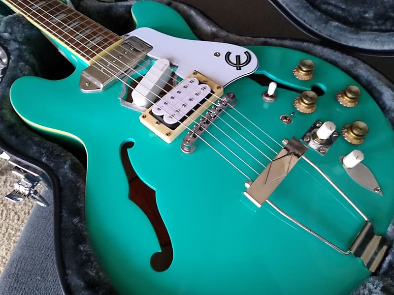 Epiphone Casino Coupe Turquoise with Humbucker Bridge and EMG | Reverb