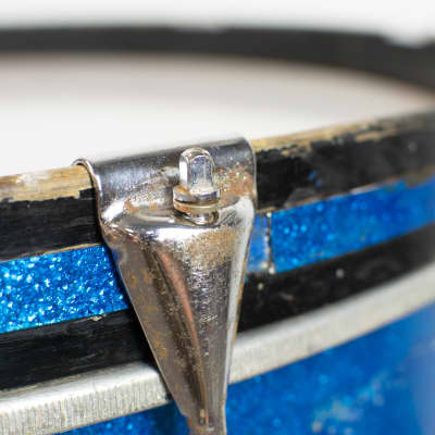 1970s Slingerland 10x26 Sparkling Blue Pearl Scotch Bass Drum image 12