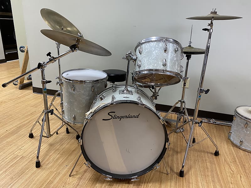 Slingerland Drum Set Buddy Rich Style 60’s70’s White Pearl Reverb