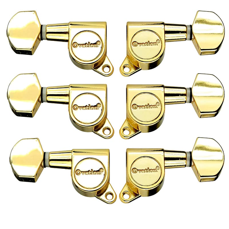 Ovation Gold Guitar Tuning Machines Set, Small Pegs, 6 Units Reverb