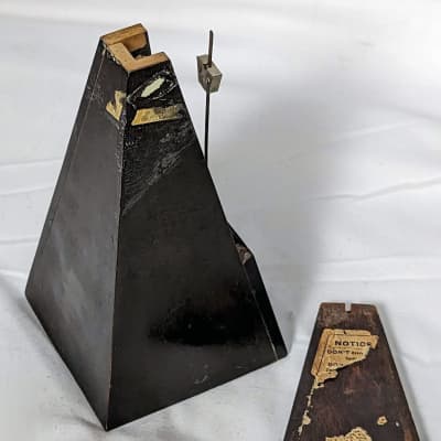 Antique Wood Metronome de Maelzel by Seth Thomas Clocks in Dark Walnut with Brass Trim image 6