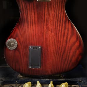 Postal Handmade Traveler Guitar Built-In  Amp  Antique Red full sized 24 scale neck Video image 7