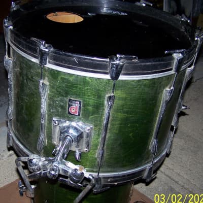 1970's Premier 22" Bass Drum & 14" Rack Tom, Green Stain image 1