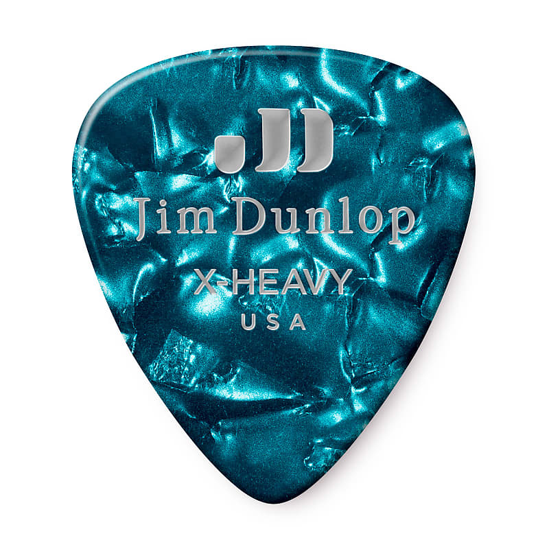 Dunlop Geniune Celluloid Classics Picks (12 Pack, Extra Heavy, Turquoise Pearl) image 1