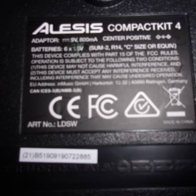 Alesis CompactKit 4 Electronic Drum Set + Power Cord 4-Pad Portable Tabletop Kit no battery box door image 13