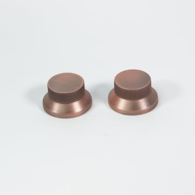 2x Solid Metal Top Hat Style Guitar Knobs No-Mark, Heavy-weight, Antique-Copper
