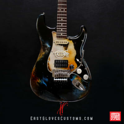 Fender Stratocaster Floyd Rose Black/Blue Heavy Aged Relic by East Gloves Customs[$280 Off for Limited Time Only] image 9