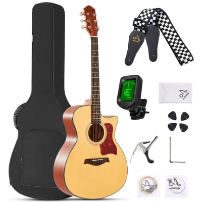 Acoustic Guitar Beginner 41 Inch Full Size Cutaway Spruce