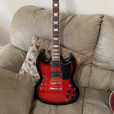Glen Burton electric Guitar SG style 2000’s Cherry Red Burst image 2