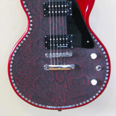 Custom Designed & Crafted  RED LP SPECIAL STYLE RED SNAKE TOLEX W/HEMALYKE STONES & WHITE QUARTZ STONES SERIAL #047 -2024 image 3
