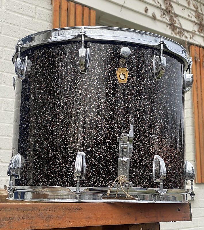 Vintage OCT 26, 1967 Ludwig 15x12 Marching Snare Drum in Black Galaxy Sparkling Pearl - Nice! image 1