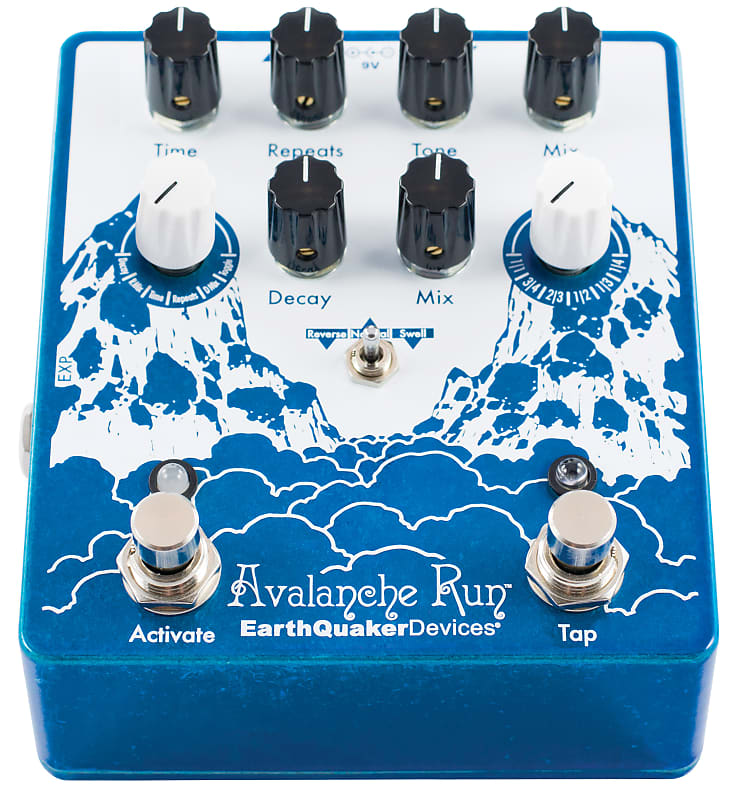 EarthQuaker Devices Avalanche Run Stereo Reverb & Delay with Tap Tempo V2 2018 - Present - Blue Sparkle / White Print image 1