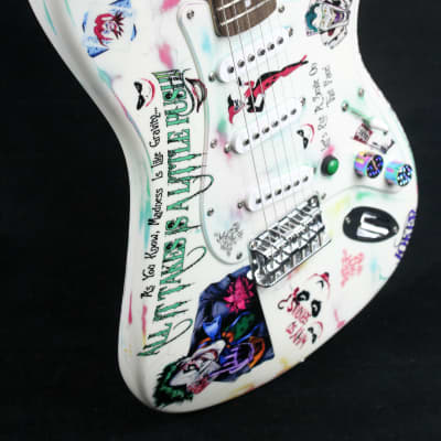 Custom Painted and Upgraded Fender Squier Stratocaster (Aged and Worn) With Graphics and Matching Headstock image 3