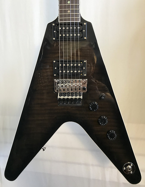Dean V 79 Flame Top Floyd Trans Black Electric Guitar