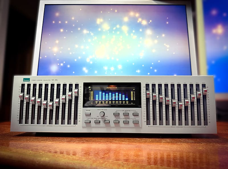 SANSUI SE-8X RARE SILVER Boxed Vintage Stereo Graphic Equalizer  			