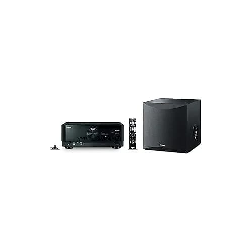 Yamaha RX-V6A 7.2-Channel AV Receiver with MusicCast &amp; 10&quot; 100W Powered Subwoofer Bundle - Enhance Your Home Theater Experience  			