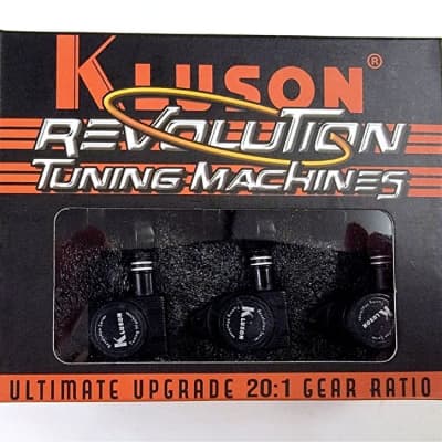 Kluson Revolution Locking Tuners 3+3 20:1 Ratio. KREL-3-B  Black image 4