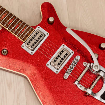 GMP Roxie Duo Jet-Style Guitar Red Metalflake w/ TV Jones MagnaTron Pickups, Case image 7