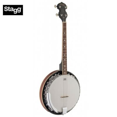 Stagg BJM30 4DL Mahogany Resonator 4-String Bluegrass Banjo Deluxe w/Metal Pot image 1